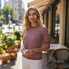 🍷 Pull fin bicolore à manches courtes – Esprit