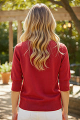 ❤️ Pull rouge décolleté lacé – Anis White