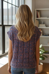 🧡 Haut en maille chinée orange et marine