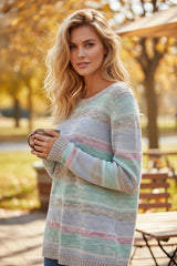 🌈 Pull rayé pastel col rond – APRODUCTZ