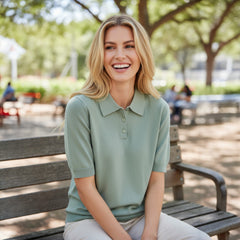 🌿 Polo maille fine vert sauge – DAZY