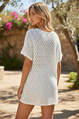 🤍 Robe crocheté blanc ajouré