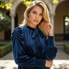 Chemisier en Velours Élégant à Col Montant *