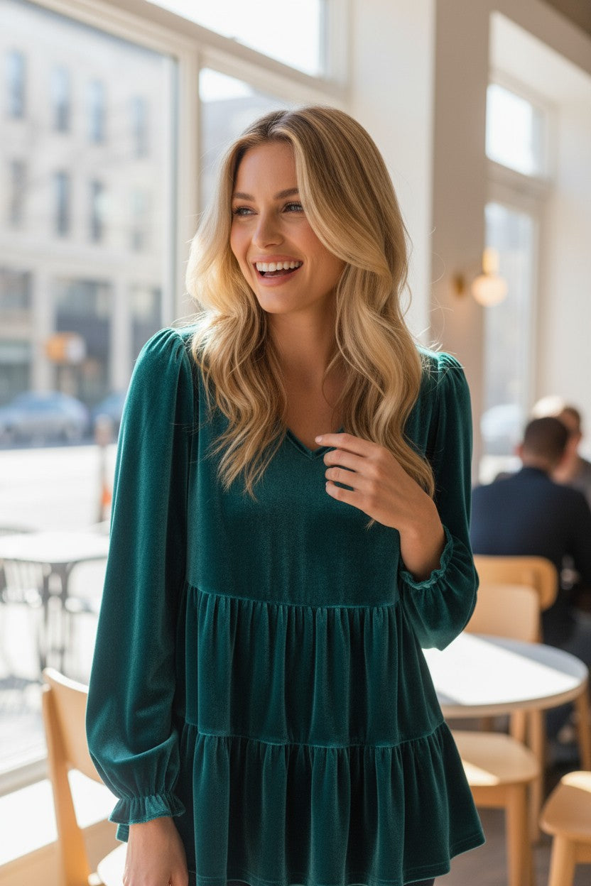 Chemisier en Velours à Basque