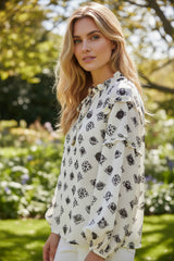 White loose blouse printed *