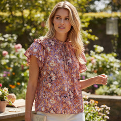 Chemisier orange à imprimé floral *