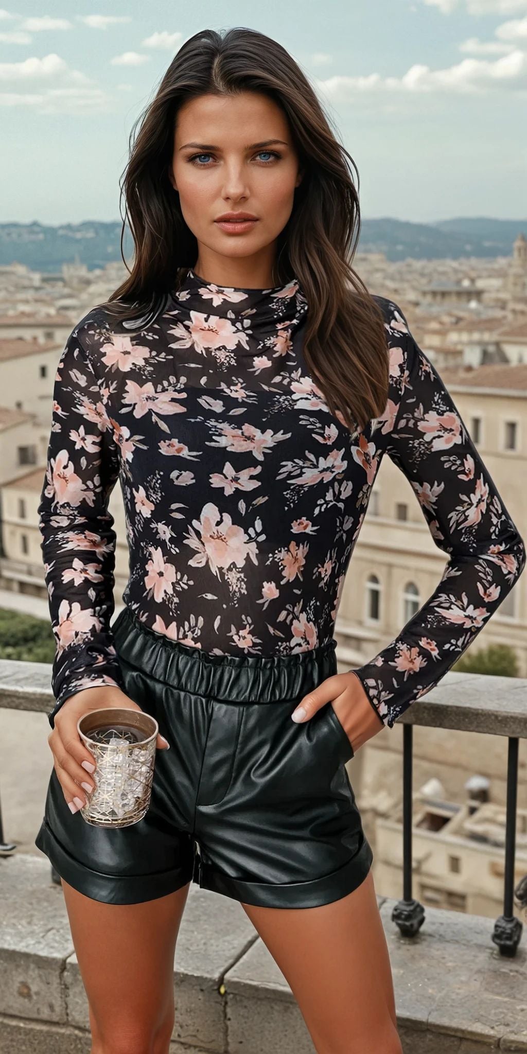 Haut slim noir à manches longues *