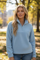 Myosotis Dropped Shoulder Zip-Up Fleece Sweatshirt