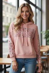Mélange de délicatesse à sweat à sweat à crampons côté fente floral