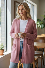 Cárdigan de punto de punto de punto mineral con espolón con bolsillo