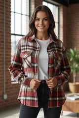 Veste à poches à imprimé écossais géométrique *