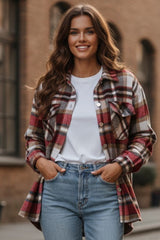 Veste à poches à imprimé écossais géométrique *