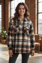 Veste avec poche à imprimé écossais géométrique *