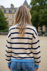 Large Cardigan Boutonnate with drooping shoulder color block white