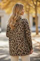 Cardigan Léopard Fluide à Coupe Ouverte