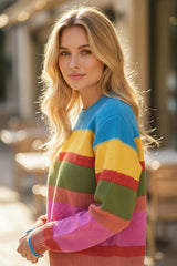 Light blue sweater with drooping shoulders and mixed textures color block