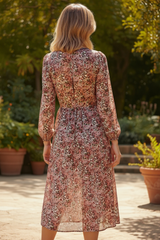 Midi dress with floral print split on the front *