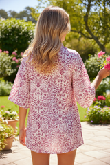 Rose Mini-Ride con estampado de cachemir y mangas 3/4 *