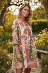 Vestido grande con Muslin de seda de 3/4 de manga *