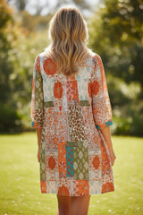 Vestido grande con Muslin de seda de 3/4 de manga *