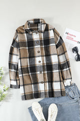 Plaid button-down shirt jacket
