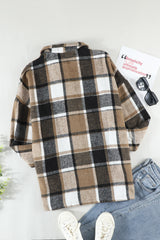 Plaid button-down shirt jacket