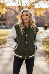 Green velvet velvet button slum jacket