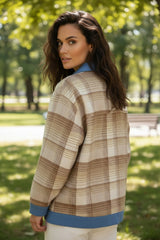 Light French beige tile buttoned jacket with flap and detail