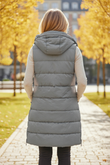 Long coat with dark gray hood