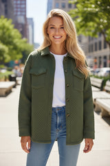 Retro green buttoned jacket with padded flap pocket