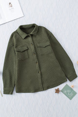 Retro green buttoned jacket with padded flap pocket