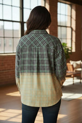 Bouthered jacket in patchwork contrast tiles blackish green with chest pocket