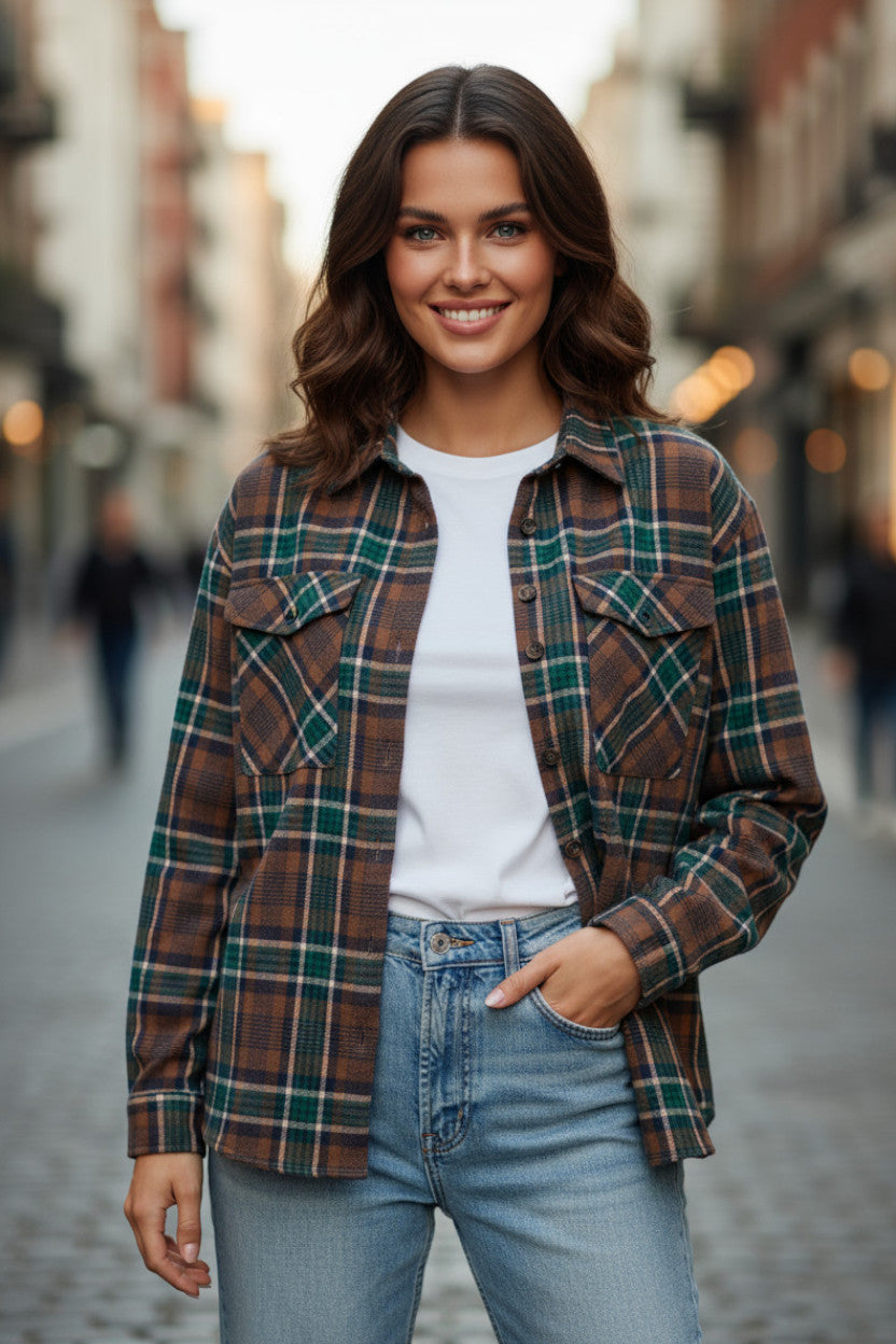 Camisa abotonada marrón * *