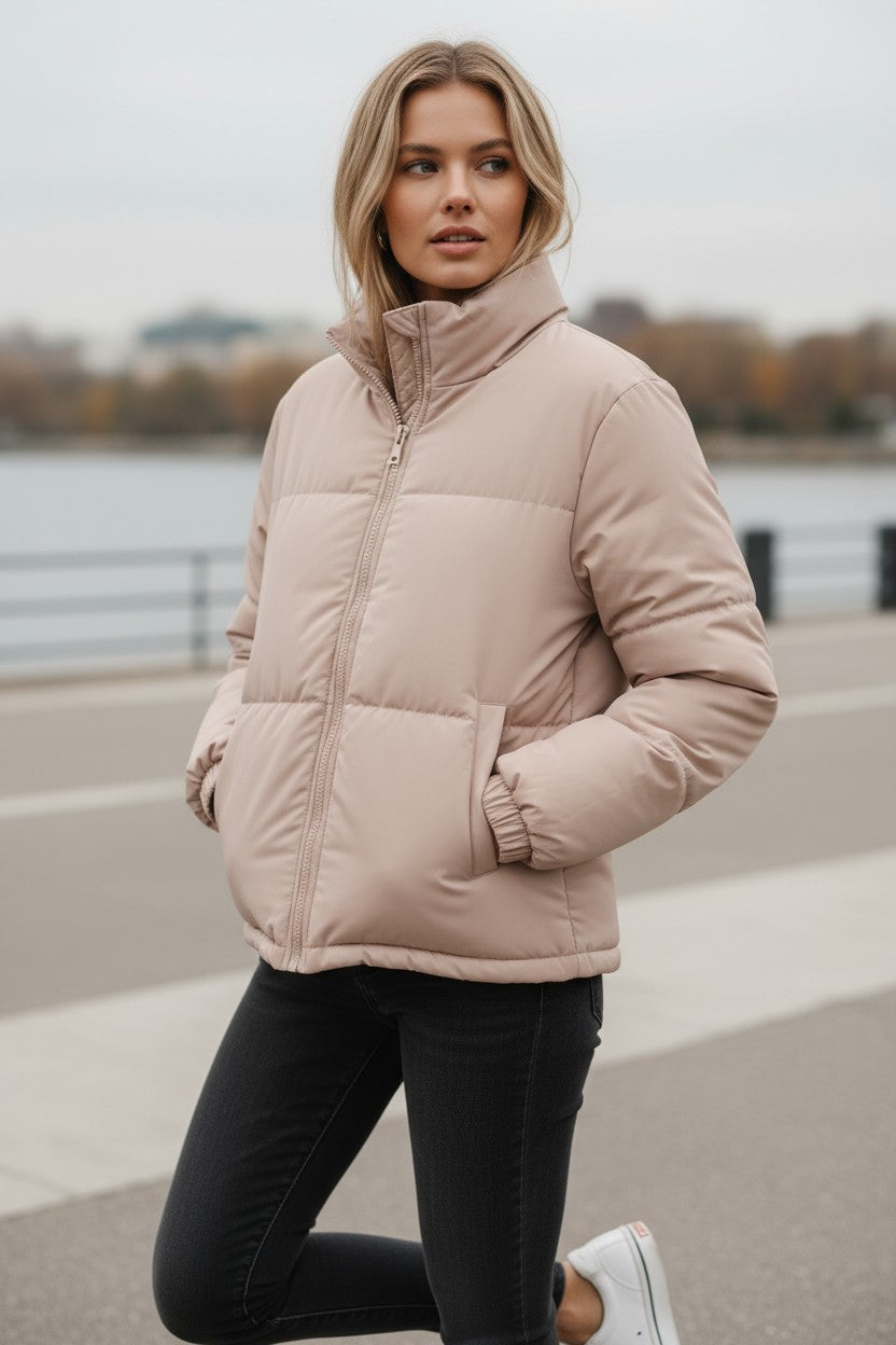 Apricot chaqueta acolchada rosa con cremallera completa