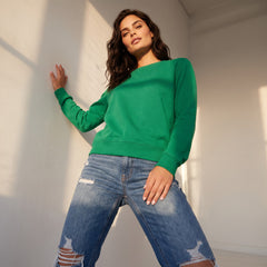 Plain green crew neck sweatshirt with raglan sleeves