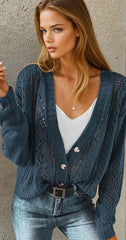 Cardigan with drooping shoulders in open knit *