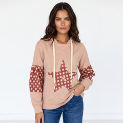 Sudadera con capucha con cordón de apriete y delicados mosaicos florales