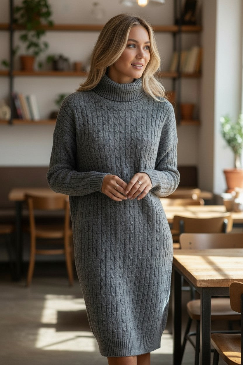 5 Couleurs pour la robe-pull col roulé au charme enveloppant