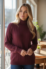 Pull Col Roulé Bordeaux “Élégance Parisienne”