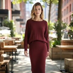 Ensemble Bordeaux OU Noir – Élégance côtelée urbaine