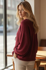 Pull en maille douce à lacets - 9 couleurs