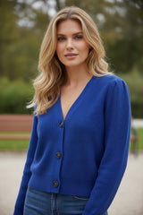 Gilet Bleu nuit Boutonné "Douceur Élégante"