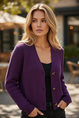 💜 Gilet Violet foncé Boutonné "Douceur Élégante"