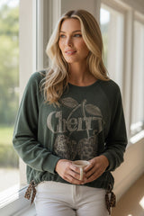 🍒 Sweat Cherry Détail Léopard Kaki