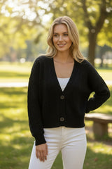 🧶 Gilet torsadé en maille douce Noir