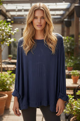 Haut fluide à encolure ronde 3 couleurs