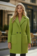 Manteau long en tissu bouclette effet laine