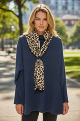 Tunique oversize en maille douce Bleu marine