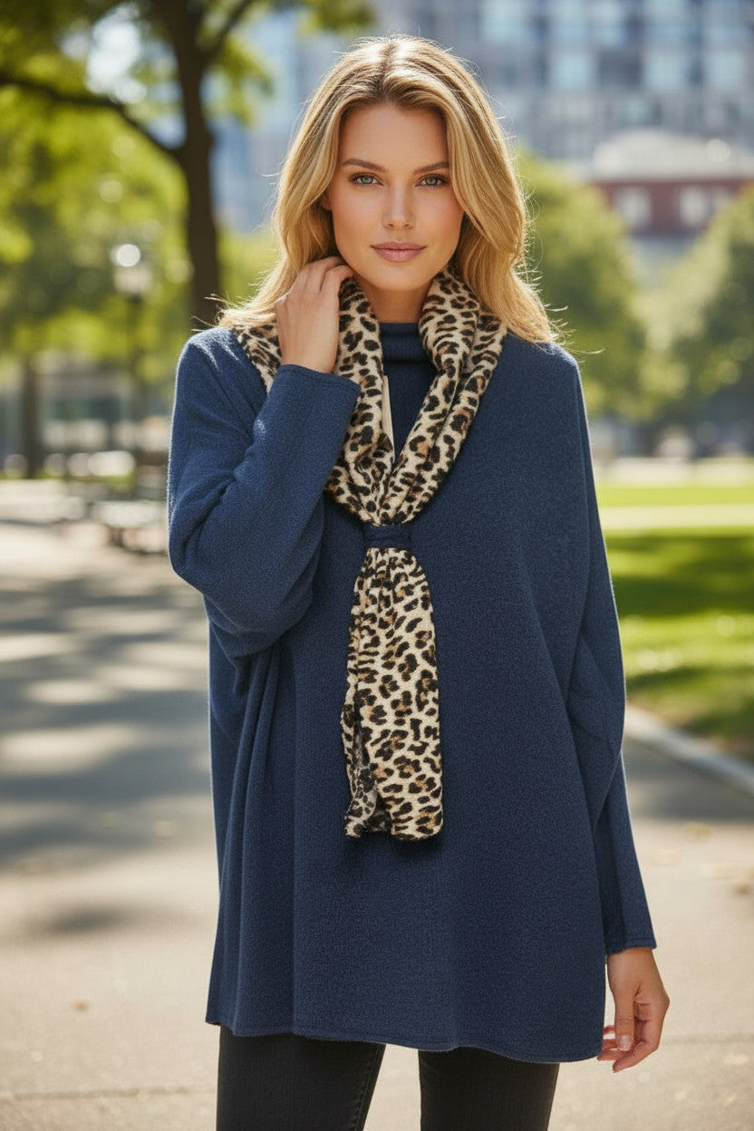 Tunique oversize en maille douce Bleu marine