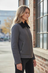 🖤 Blouson Zara en peau retournée – Esprit aviateur chic